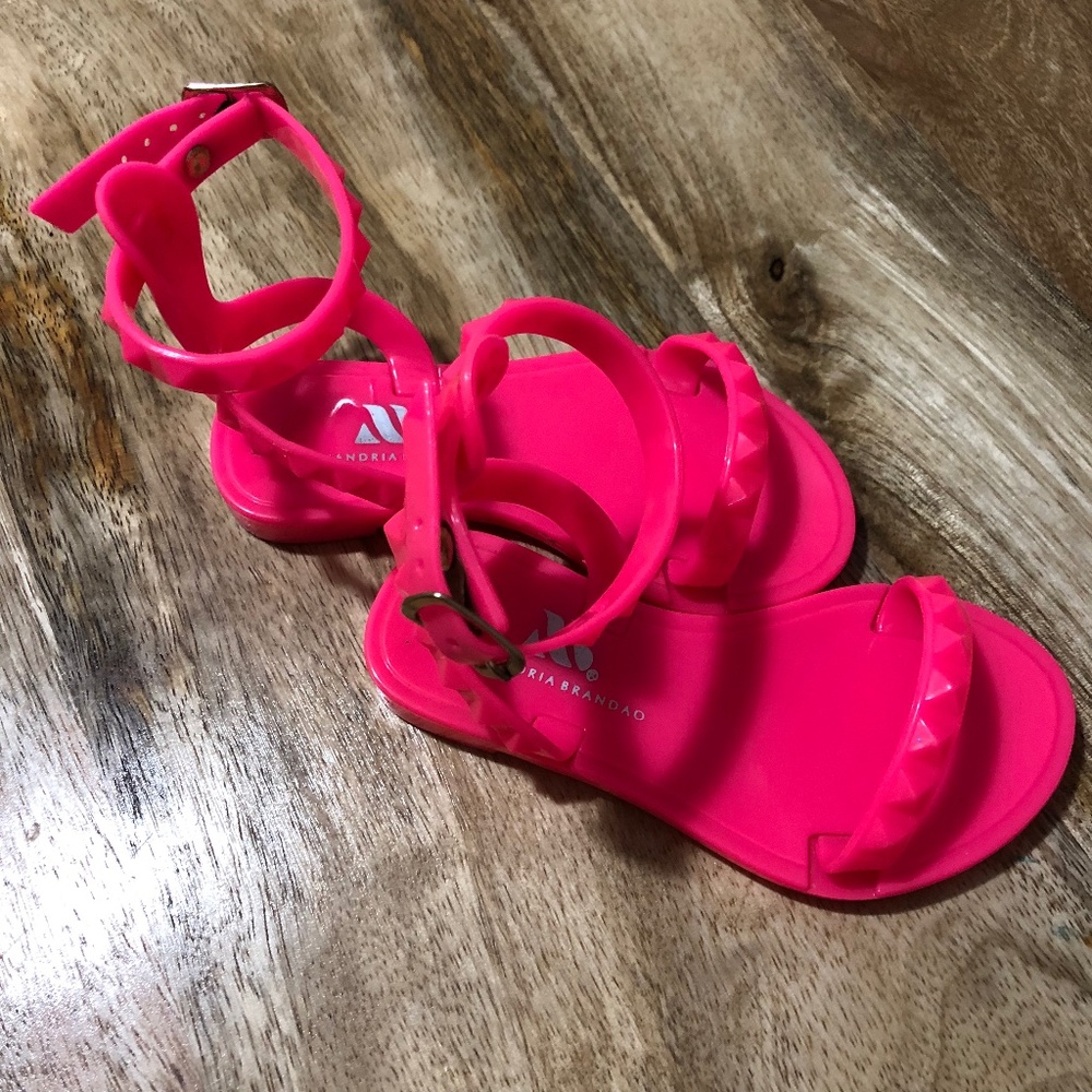 Alexandria Brandao Jelly Aria Sandals Neon Pink